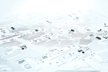 Poster - White circuit board close up abstract