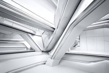 Poster - Futuristic architecture interior abstract lines design