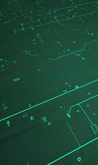 Poster - Green illuminated motherboard circuit design pattern