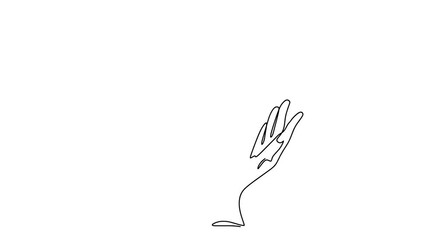 Poster - Animated self drawing of continuous line draw of hands hold heart. Concept of love relationship and volunteer organisation symbol in simple linear style. Full length one line animation. 4K	