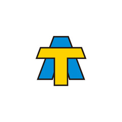 Poster - letter at ta simple outlines colorful simple logo vector
