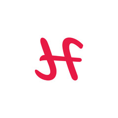 Poster - letters hf simple curves linked logo vector