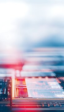 Futuristic city abstract red glow rendering