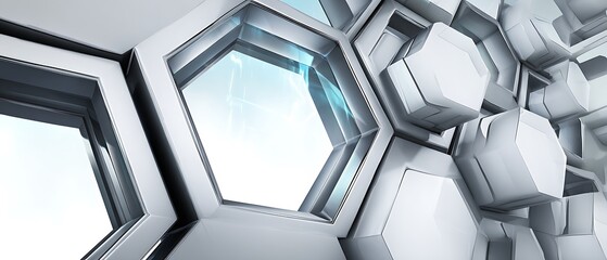 Poster - Abstract hexagonal structure futuristic architectural design