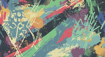 Poster - Vibrant splashes of colorful expressionism create a dynamic abstract design