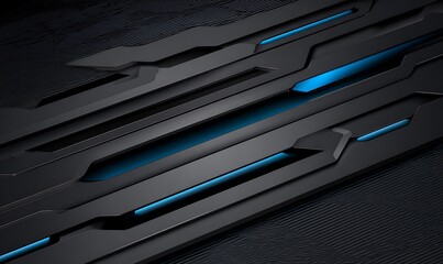 Poster - Modern dark abstract with glowing blue