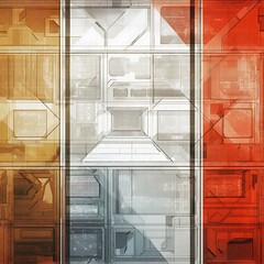 Poster - Abstract colored grid of architectural elements