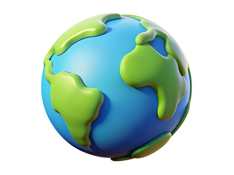 A cartoon earth globe, isolated on transparent background