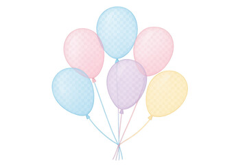 Poster - Pastel balloons hovering delicately, soft colors creating whimsical, lighthearted atmosphere for party decorations and celebratory moments