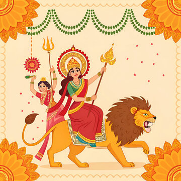navratri and durga puja festival card