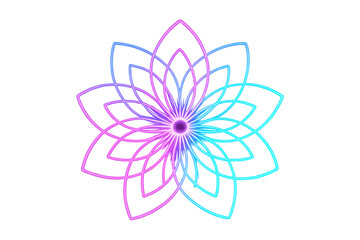 Leinwandbilder - Glowing neon flower with transparent background creates vibrant, eye-catching design, perfect for modern and futuristic projects