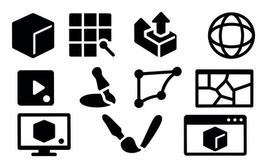 Poster - Science and technology solid icon set. innovation, research symbols