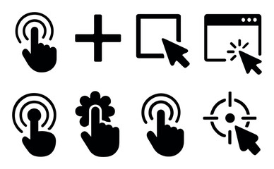 Poster - User interface solid icon set. touch, click symbols in solid style for ui