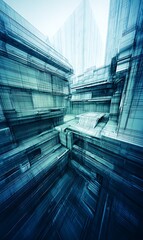 Poster - Abstract architectural rendering with a blue tint