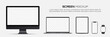 © stas111 - Computer monitor, laptop, tablet, smartphone and smart watch with blank screen. Mockup of screen device