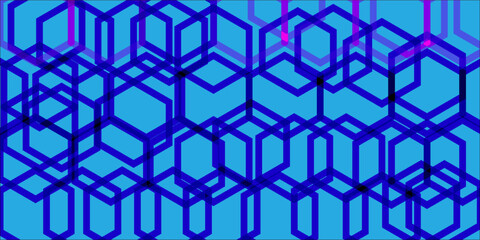 Poster - Graphic visualization featuring semitransparent, intersecting hexagon patterns over a blue backdrop, conveying modern, digital, and futuristic aesthetics.