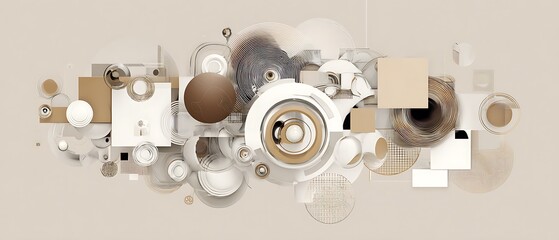 Poster - Abstract geometric shapes with neutral tones