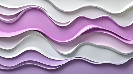 Poster - Wavy layers in shades of purple and white create abstract