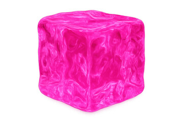 Poster - Pink, jiggly cube rotating, with transparent background, perfect for visual effects and motion graphics