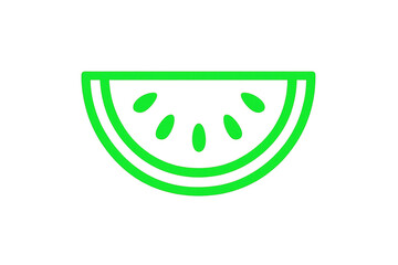 Fototapete - Minimalist vector illustration of a green watermelon slice with seeds, isolated on a transparent background