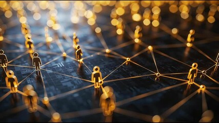 Poster - Group of people forming a network illustrating business referral networks and professional connections. Business Referral Network – Animated Video Version
