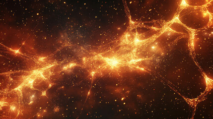 Wall Mural - Abstract fiery cosmic explosion with glowing energy patterns and dynamic light particles Background