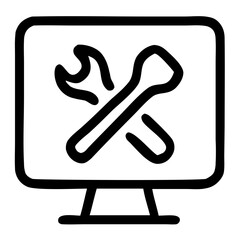 Leinwandbilder - Simple Outline Wrench and Screwdriver on Monitor Icon Symbol