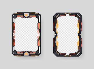 Poster - Abstract sci-fi frame. Hud interface design style. Digital futuristic frame element. Cyberpunk style. Design for banner, card, player card game, background.