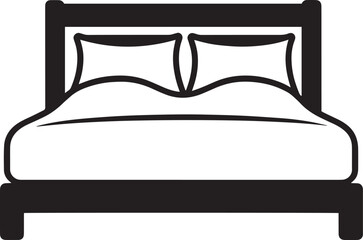 Fototapete - Clean and simple black vector outline of a bed icon.