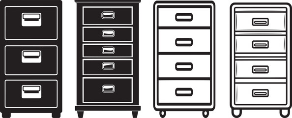 Fototapete - Filing Cabinet icon clean simple silhouette black vector illustration