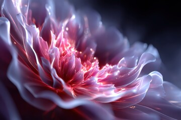 Poster - Colorful abstract flower design with glowing petals in a dark background