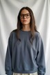 © Photo art - Woman Wearing a Dusty Blue Crewneck Sweatshirt