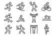© maximon4ik - Diverse sports activities in line art style, vector illustration