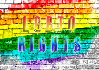 Poster - Colorful rainbow with the words LGBT Rights written in white