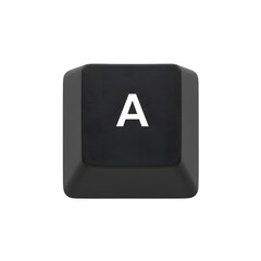 Fototapete - Single Black Computer Keycap with White Letter A – Digital Technology and Keyboard Input Concept, Isolated on White or Transparent Background