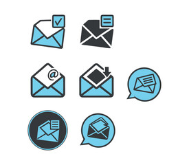 Poster - Set of Email Icons in Different Styles.

