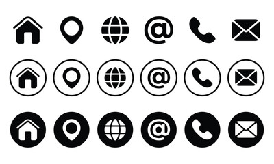 Web communication icons. Contact icon collection vector. For apps and websites.
