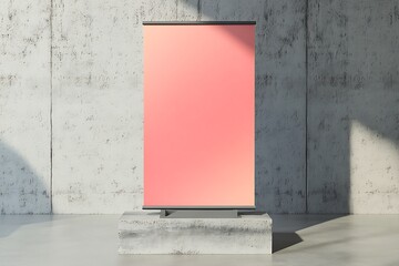 Wall Mural - Blank white poster in a room with a concrete floor. 3d rendering mock up