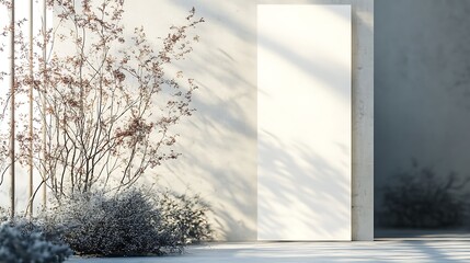 Wall Mural - Blank white poster in a room with a concrete floor. 3d rendering mock up