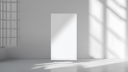 Wall Mural - Blank white poster in a room with a concrete floor. 3d rendering mock up