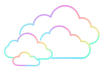 Leinwandbilder - Rainbow neon clouds glowing on transparent background, ideal for overlaying on images and videos