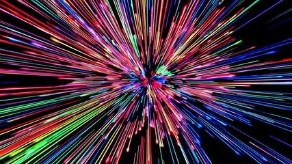 Wall Mural - a vibrant burst of colorful light streaks, representing the flash and speed of an explosion or laser