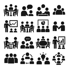 Poster - Collection of Diverse Meeting and Teamwork Icons
