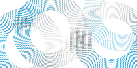 Poster - A minimalist abstract image featuring three overlapping navy blue concentric circles on a dark blue background.