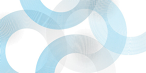 Poster - A minimalist abstract image featuring three overlapping navy blue concentric circles on a dark blue background.