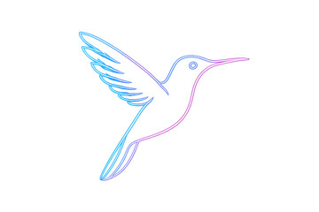 Poster - Neon hummingbird flying against a transparent background, perfect for vibrant digital artwork and modern graphic designs