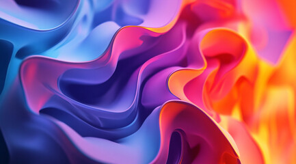 Poster - Smooth, flowing waves of vibrant color, transitioning from deep blues and purples to warm oranges and pinks.