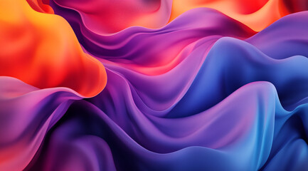 Poster - Smooth, flowing waves of vibrant color, transitioning from deep blues and purples to warm oranges and pinks.