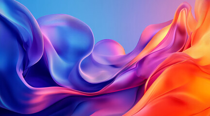 Poster - Smooth, flowing waves of vibrant color, transitioning from deep blues and purples to warm oranges and pinks.