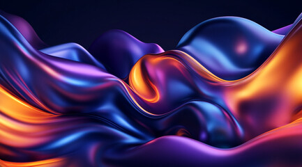 Poster - Smooth, flowing waves of vibrant color, transitioning from deep blues and purples to warm oranges and pinks.